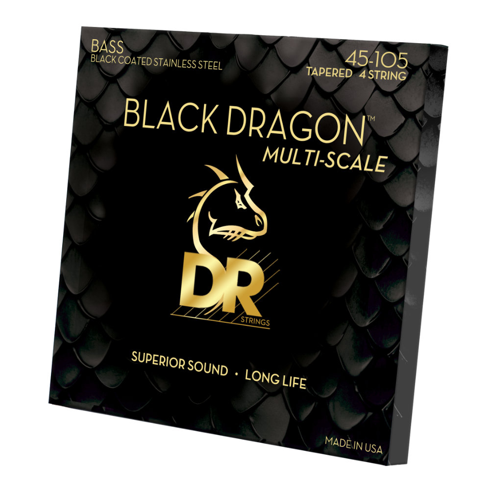 DR, BLACK DRAGON - Stainless Steel Bass Strings, Black coated: 4-String Medium 45-105, Tapered Multi-Scale - Image 2