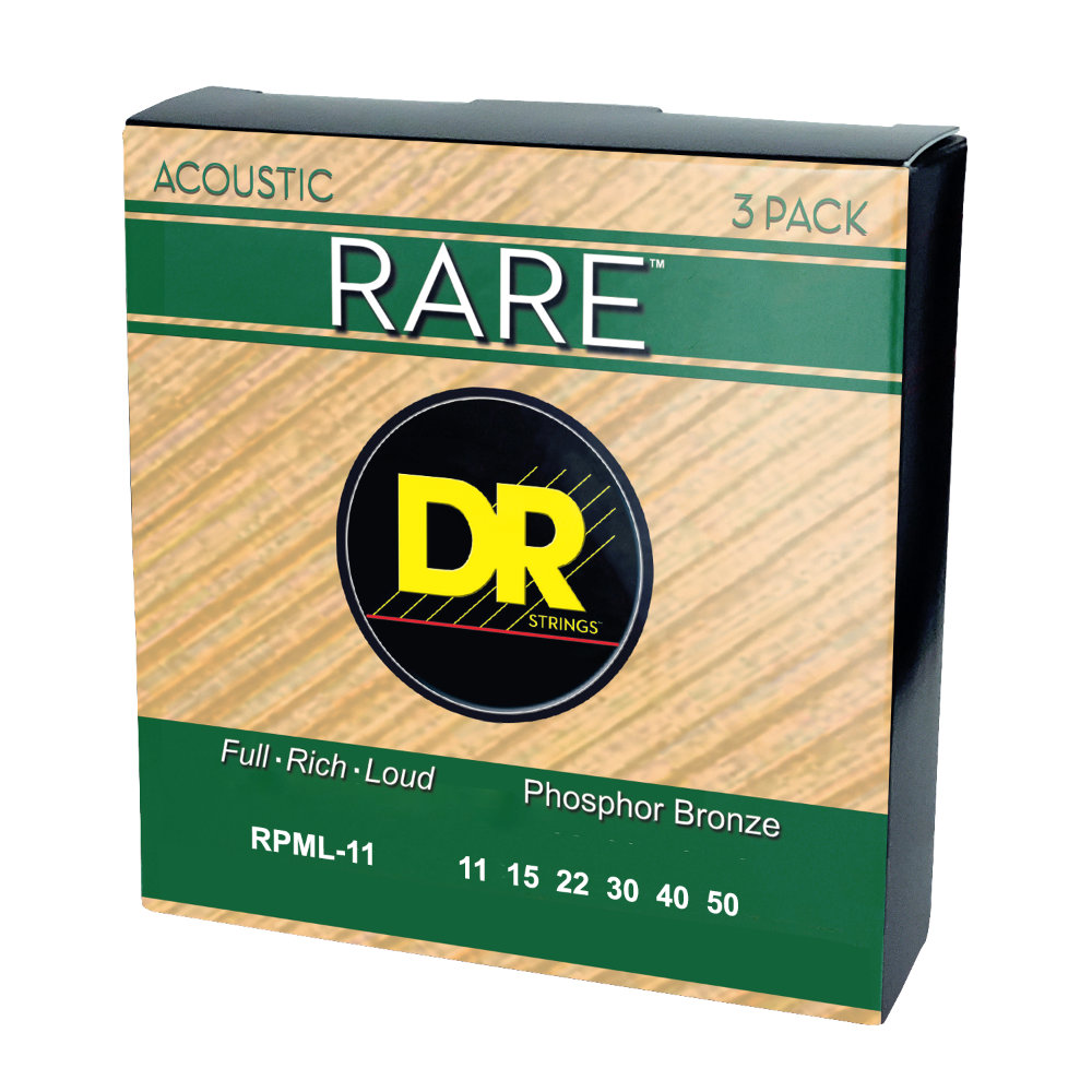 DR, RARE* - Phosphor Bronze Acoustic Guitar Strings: Custom Light 11-50 (3 Pack) – Bild 2