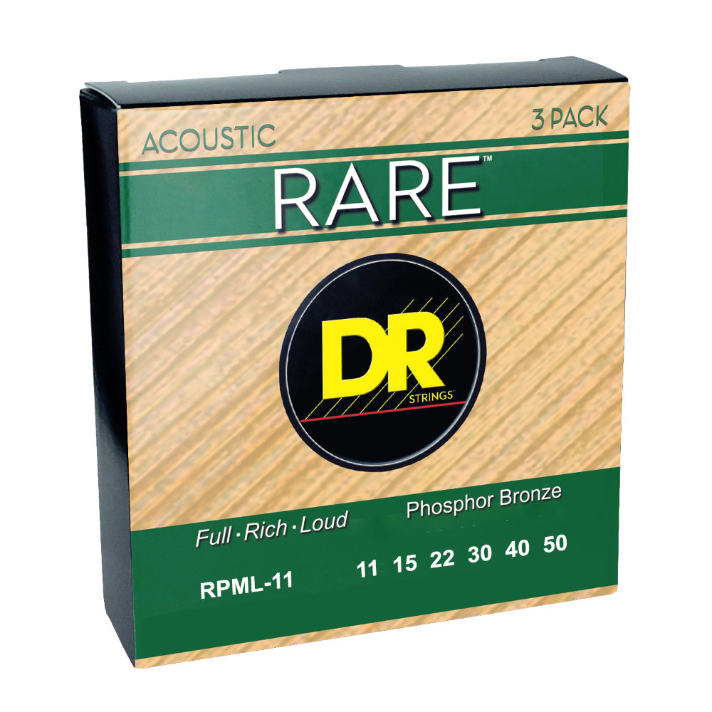 DR, RARE* - Phosphor Bronze Acoustic Guitar Strings: Custom Light 11-50 (3 Pack) – Bild 3