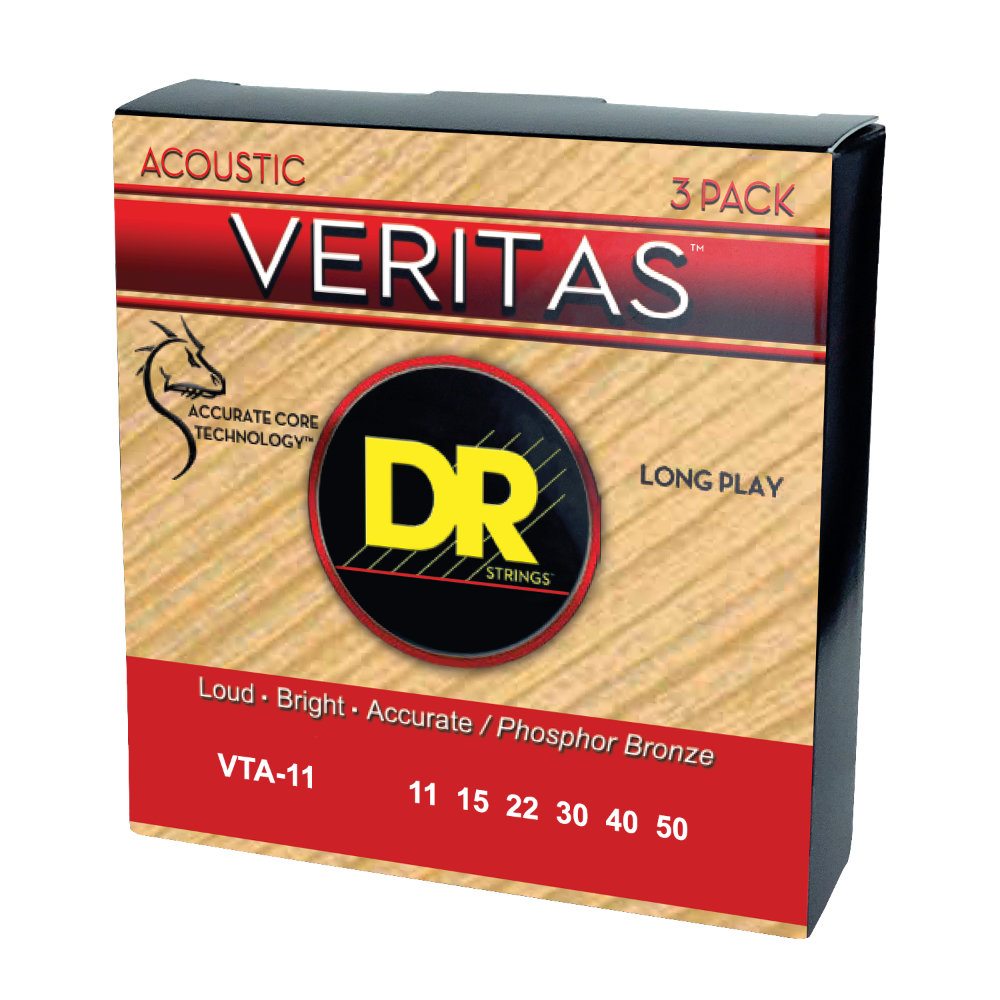 DR, VERITAS* - Accurate Core Technology Acoustic Guitar Strings: Custom Light 11-50 (3 Pack) - Image 3