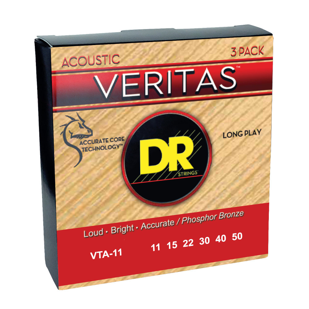 DR, VERITAS* - Accurate Core Technology Acoustic Guitar Strings: Custom Light 11-50 (3 Pack) - Image 2