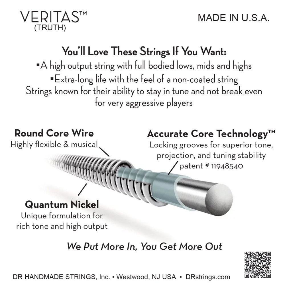 DR, VERITAS* - Accurate Core Technology Electric Guitar Strings: Light 9-42 (3 Pack) – Bild 4